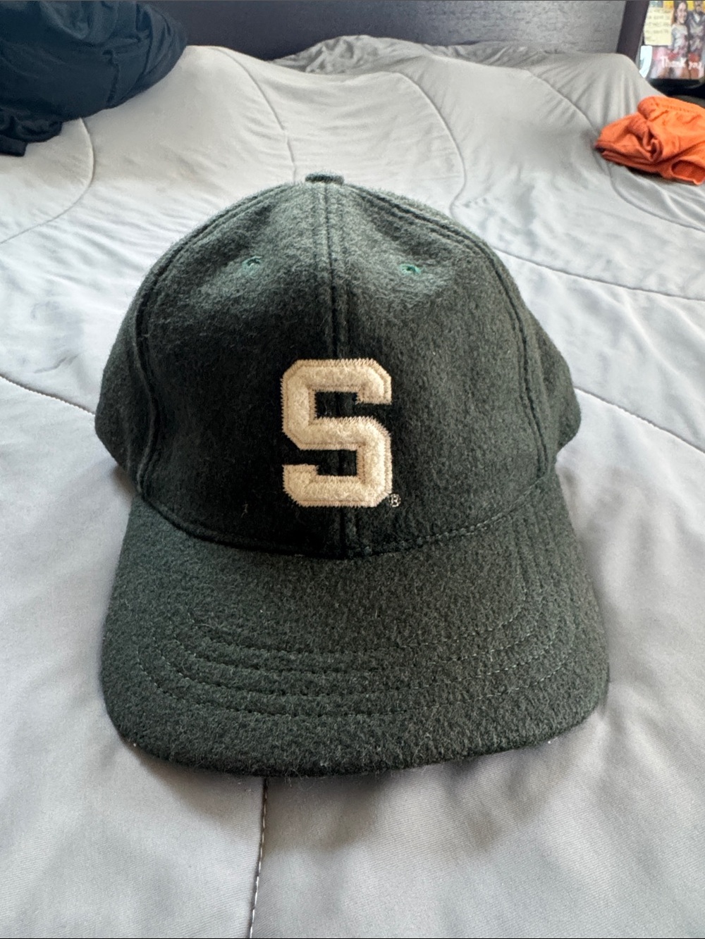 Tailgate Stanford Green Wool Baseball Cap with Cream 'S' Patch